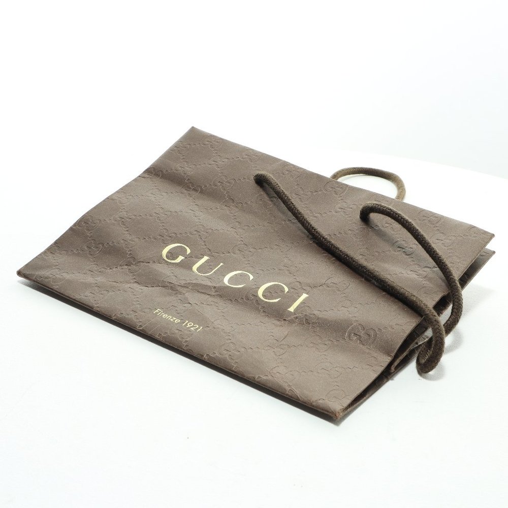 GUCCI Small Embossed Paper Gold Print Product Bag "Firenze 1921" | Brown